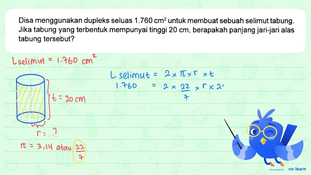 Disa menggunakan dupleks seluas 1.760 cm^2 untuk membuat