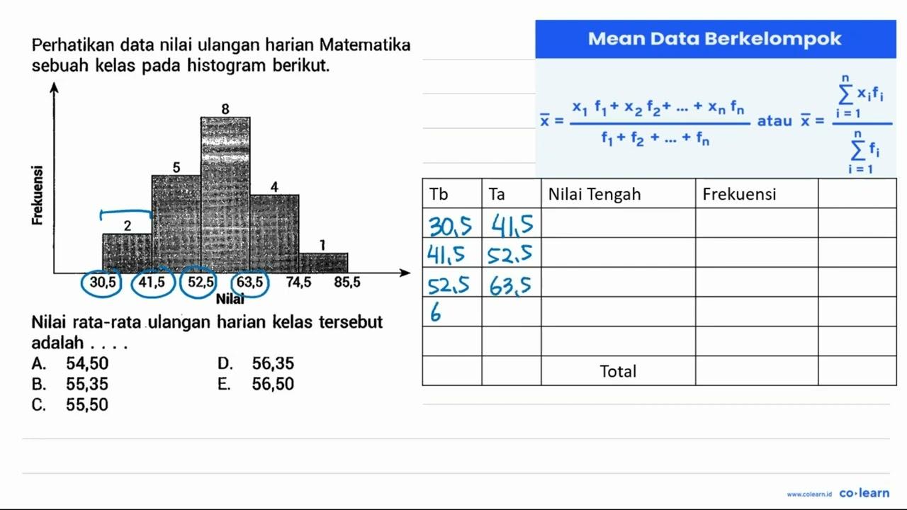 Perhatikan data nilai ulangan harian Matematika sebuah