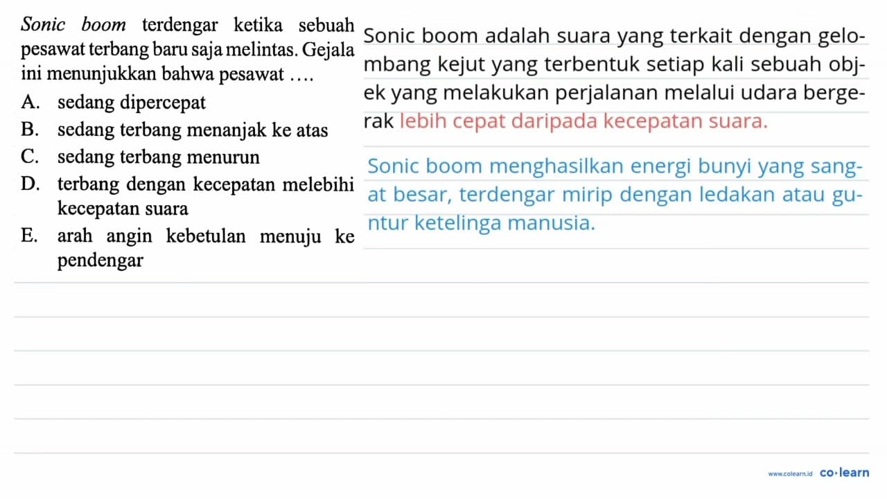 Sonic boom terdengar ketika sebuah pesawat terbang baru