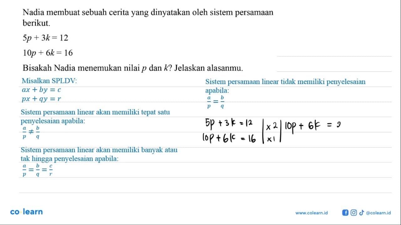 Nadia membuat sebuah cerita yang dinyatakan oleh sistem