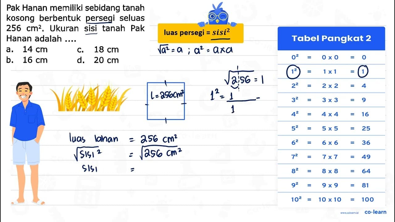 Pak Hanan memiliki sebidang tanah kosong berbentuk persegi