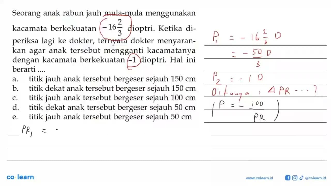 Seorang anak rabun jauh mula-mula menggunakan kacamata