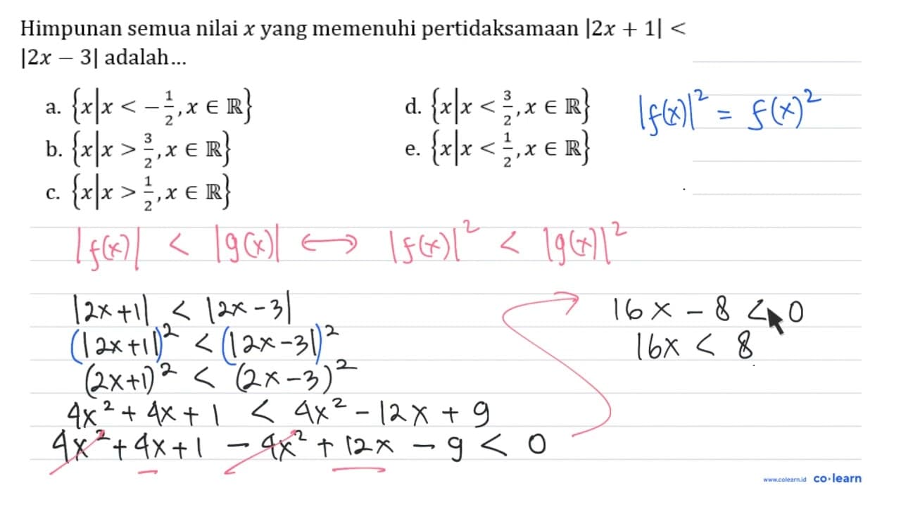 Himpunan semua nilai x yang memenuhi pertidaksamaan |2