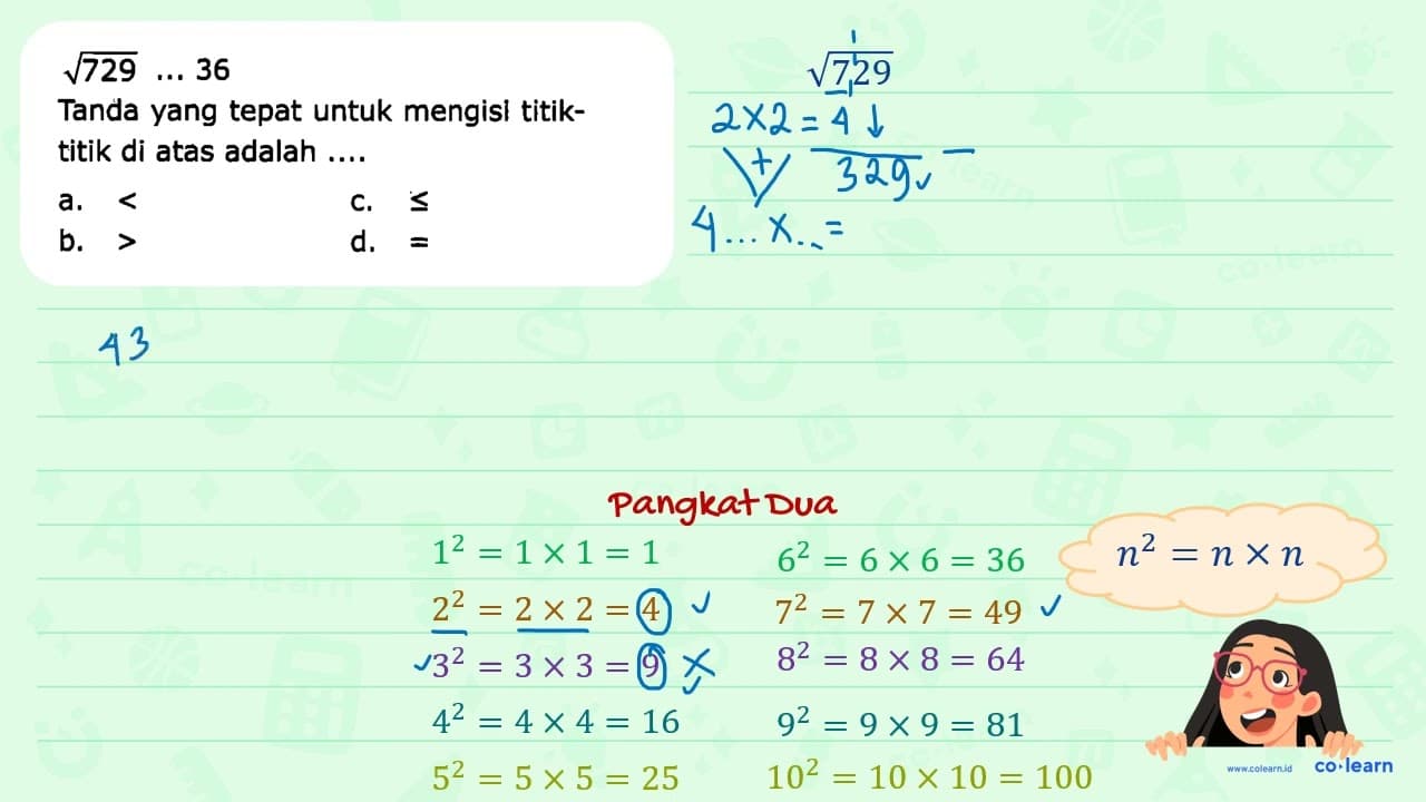 akar(729) ... 36 Tanda yang tepat untuk mengisi titiktitik