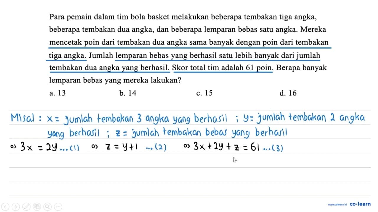 Para pemain dalam tim bola basket melakukan beberapa