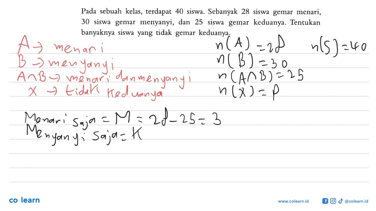 Pada sebuah kelas, terdapat 40 siswa. Sebanyak 28 siswa