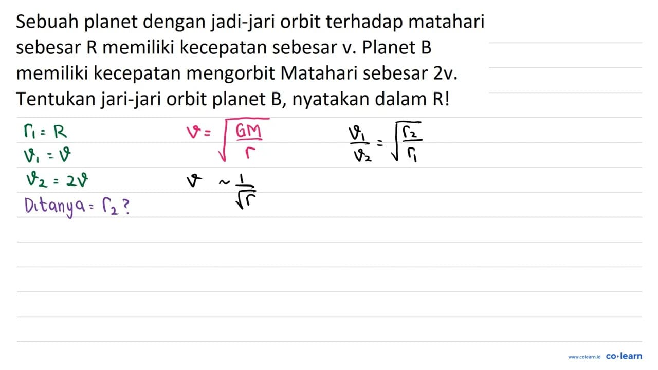 Sebuah planet dengan jadi-jari orbit terhadap matahari