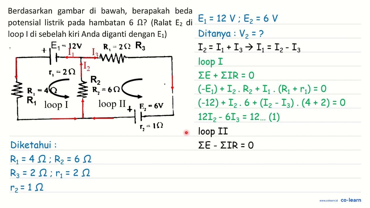 Berdasarkan gambar di bawah, berapakah beda potensial