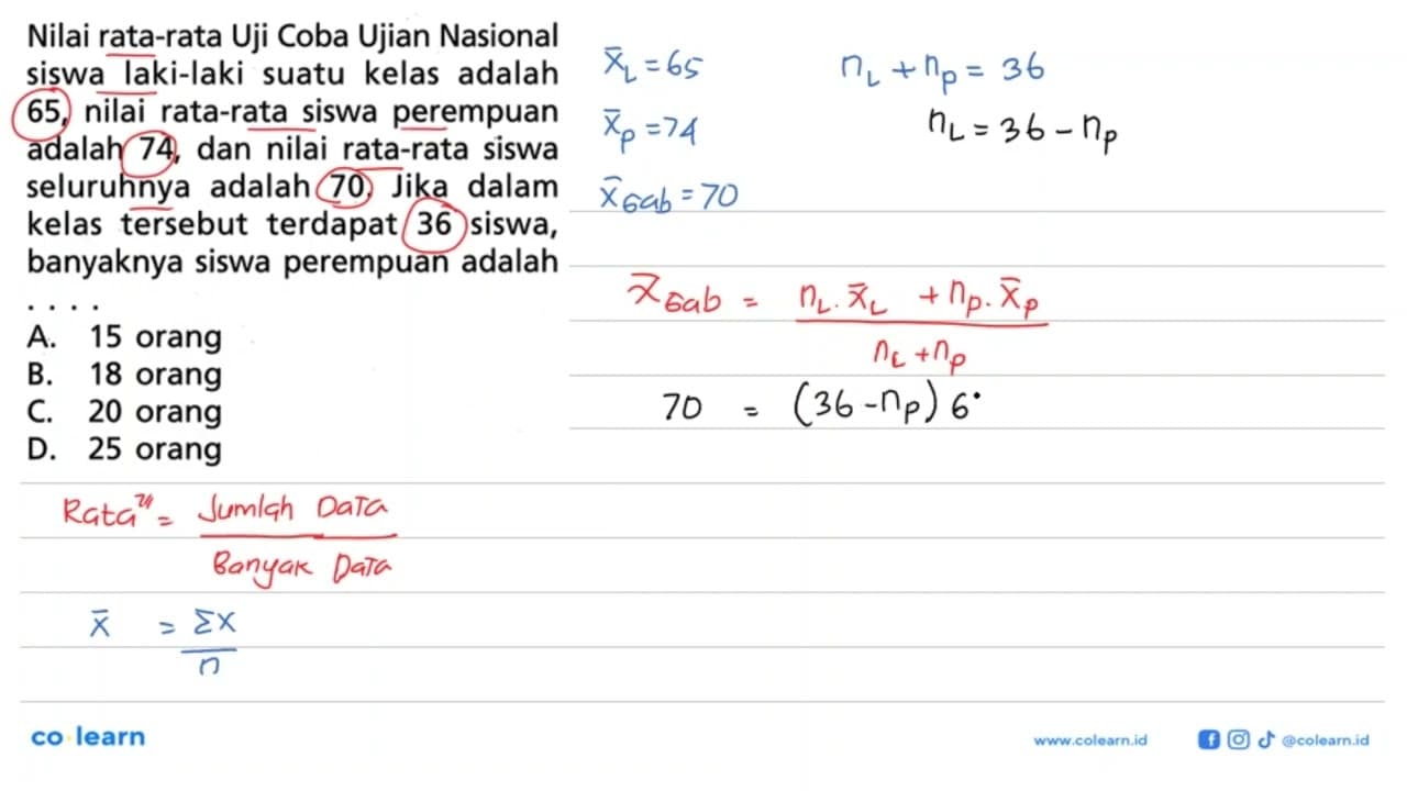 Nilai rata-rata Uji Coba Ujian Nasional siswa laki-laki