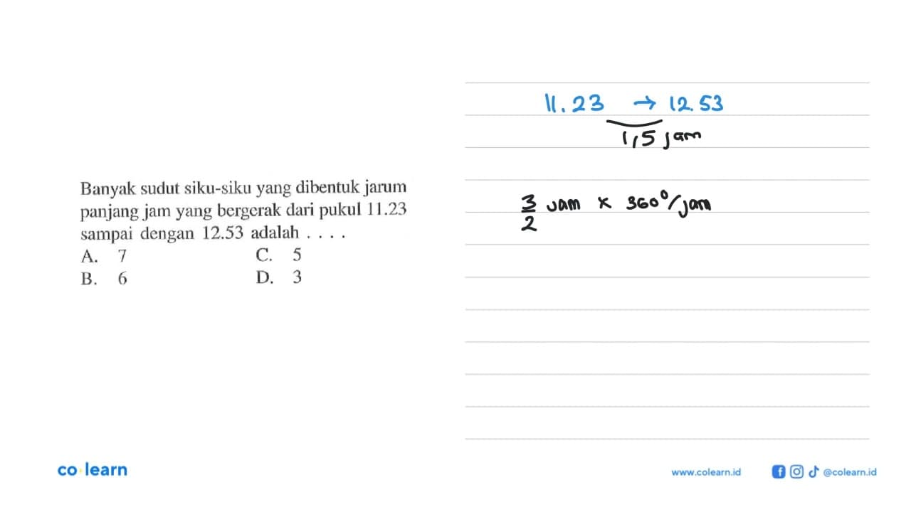 Banyak sudut siku-siku yang dibentuk jarum panjang jam yang