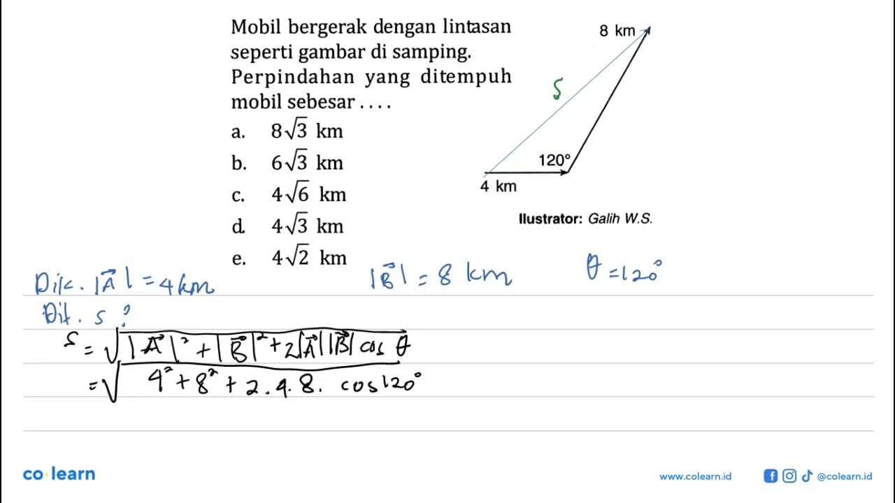 Mobil bergerak dengan lintasan seperti gambar di samping.