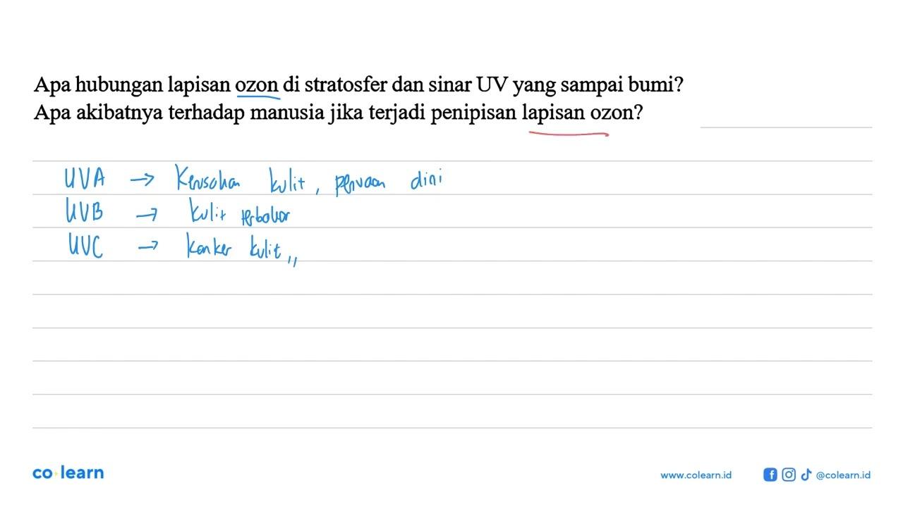 Apa hubungan lapisan ozon di stratosfer dan sinar UV yang