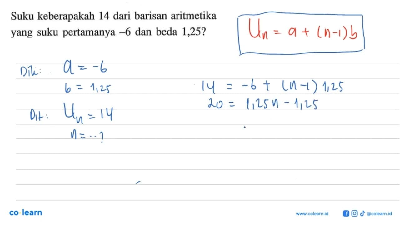 Suku keberapakah 14 dari barisan aritmetika yang suku