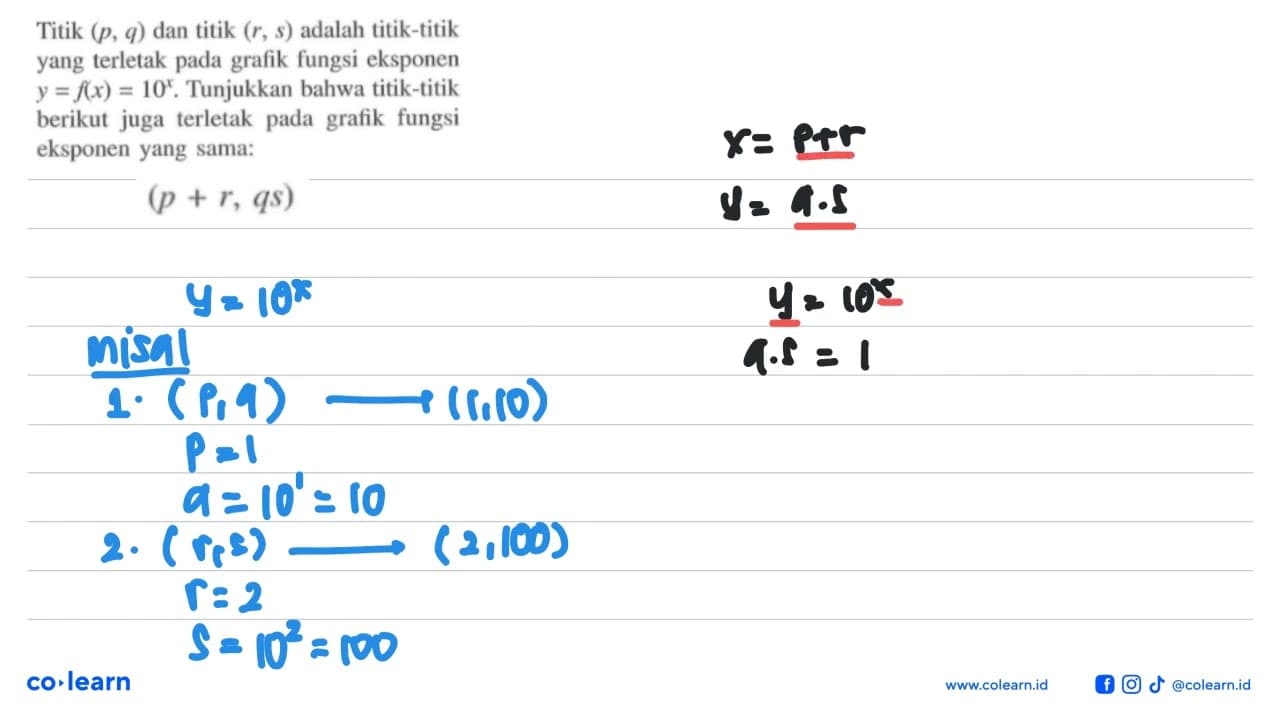 Titik (p, q) dan titik (r, s) adalah titik-titik yang