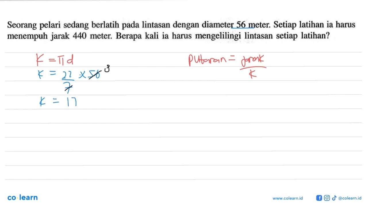 Seorang pelari sedang berlatih pada lintasan dengan