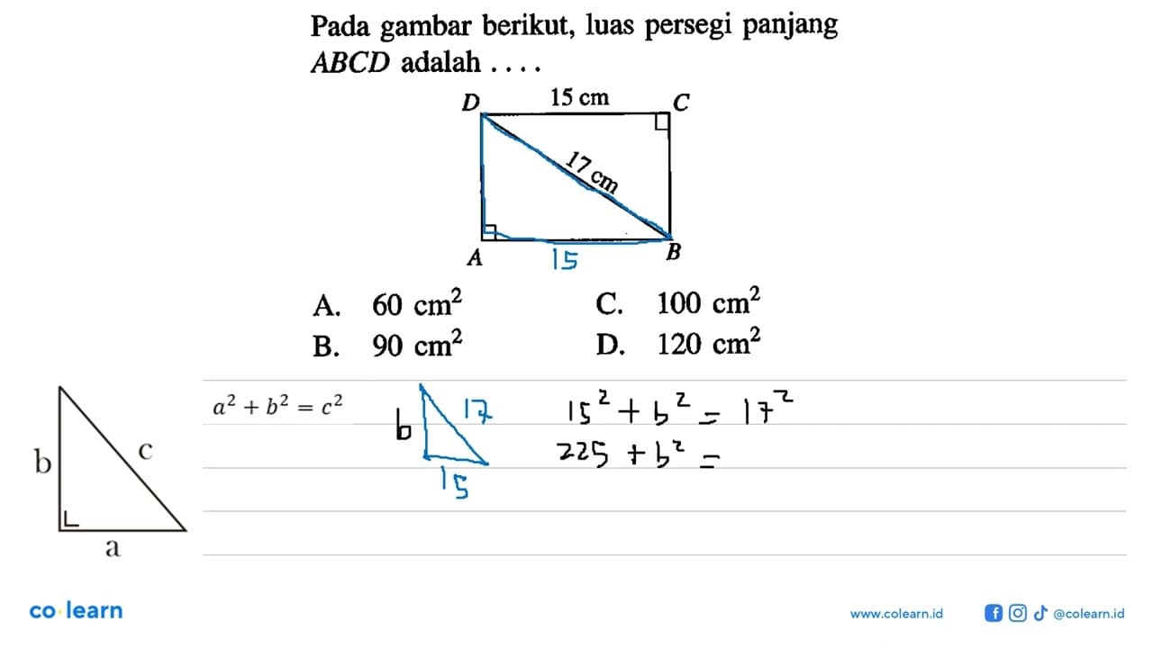 Pada gambar berikut, luas persegi panjang ABCD adalah