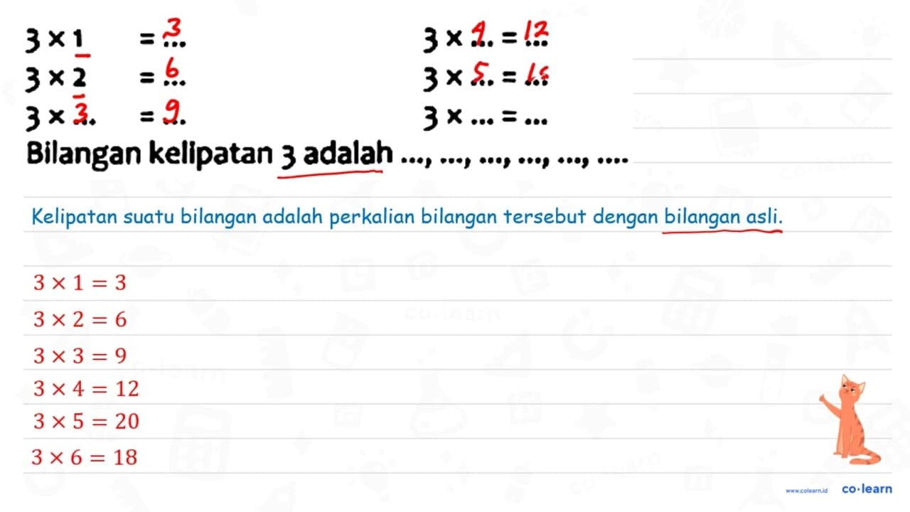 3 x 1=... 3 x ...=... 3 x 2=... 3 x ...=... 3 x ...=... 3 x