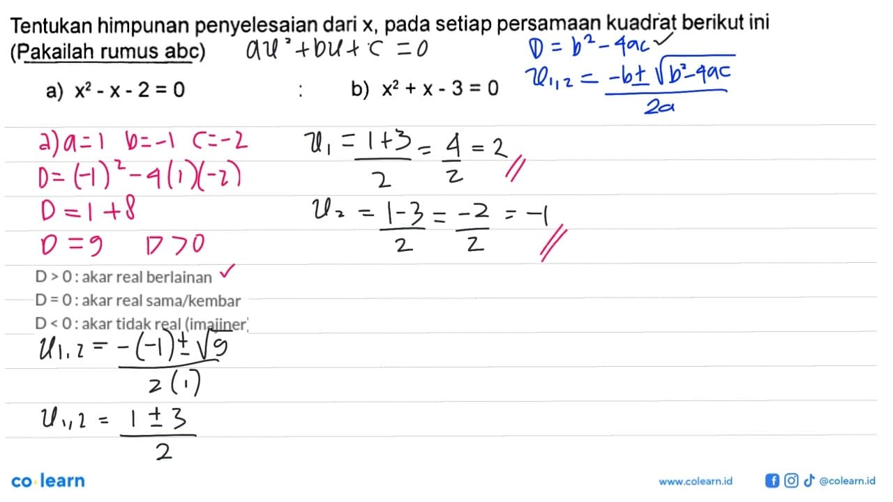 Tentukan himpunan penyelesaian dari x, pada setiap