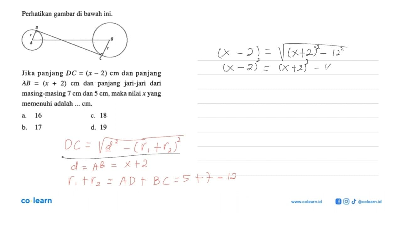 Perhatikan gambar di bawah ini. D A B C r r Jika panjang DC