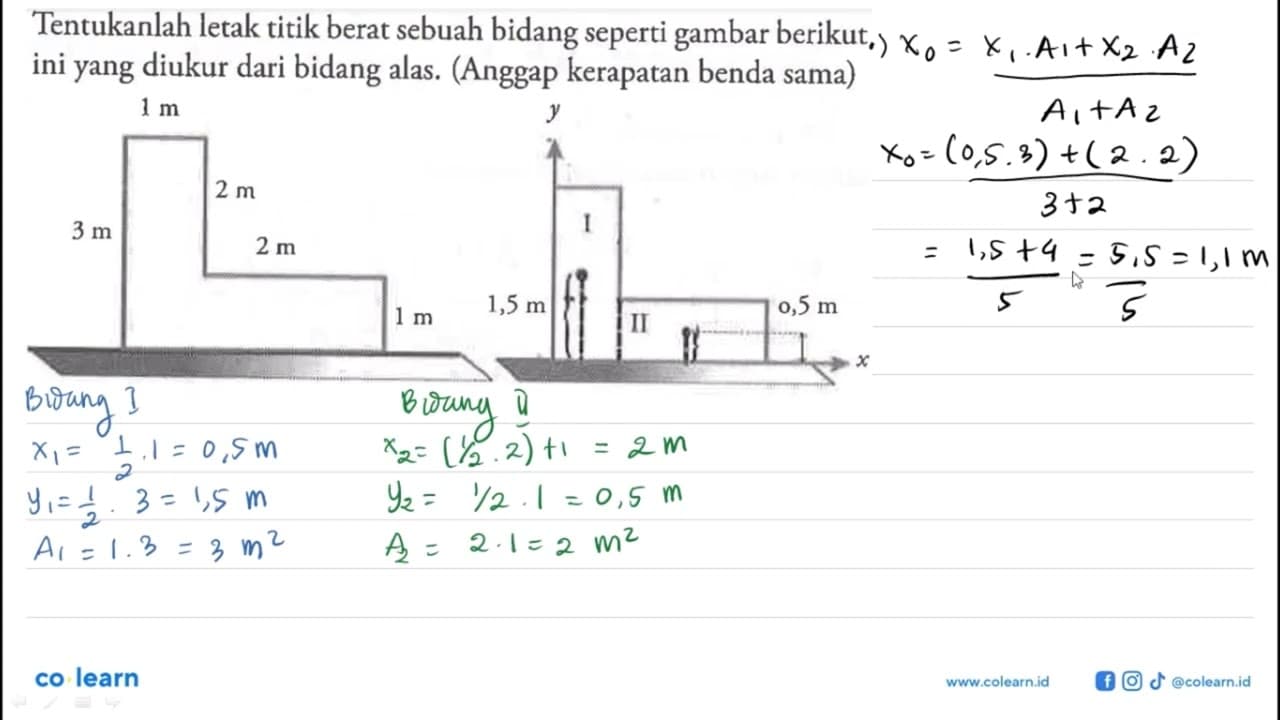 Tentukanlah letak titik berat sebuah bidang seperti gambar