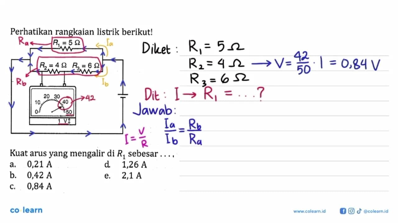 Perhatikan rangkaian listrik berikutl Kuat arus yang