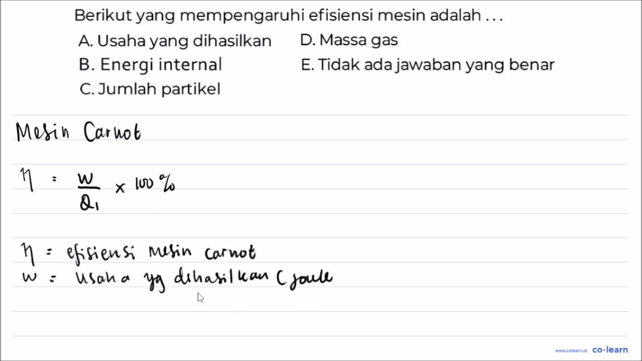 Berikut yang mempengaruhi efisiensi mesin adalah...