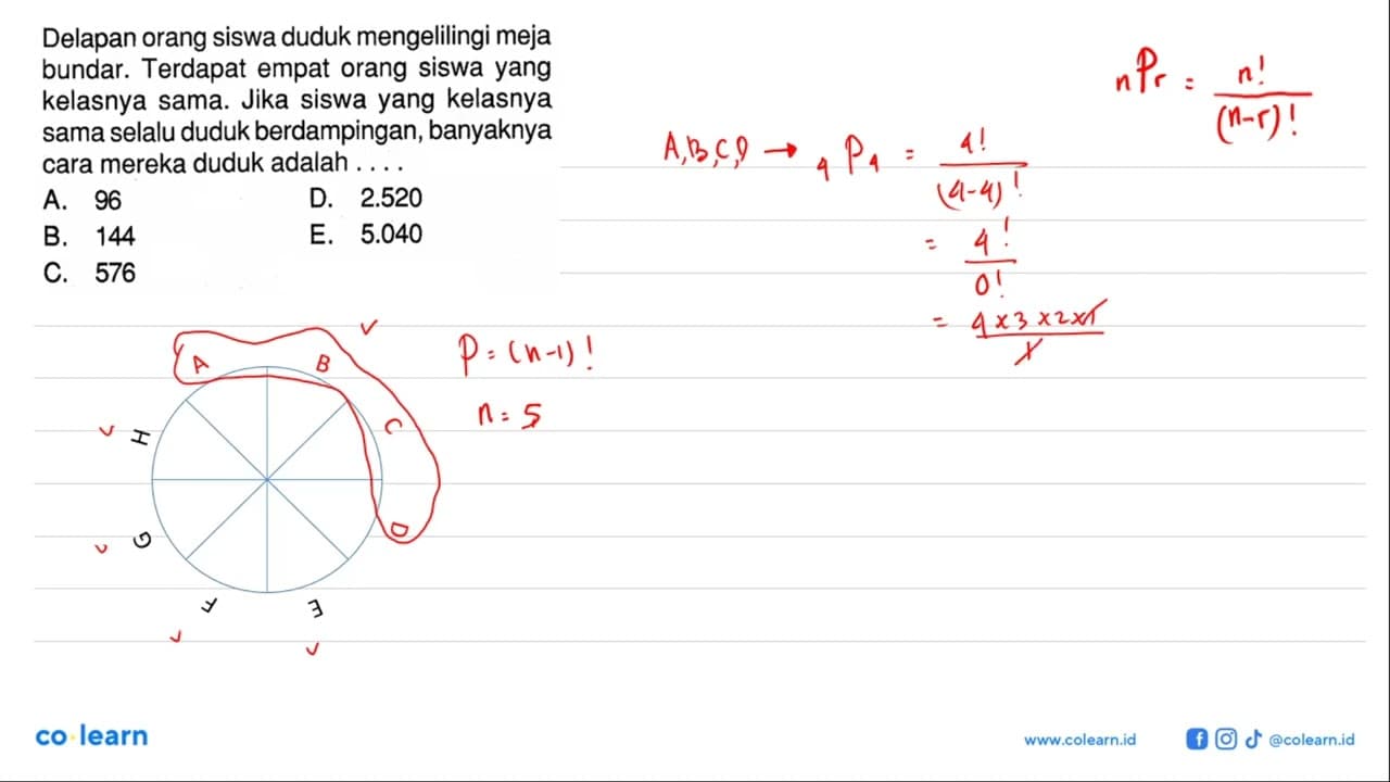 Delapan orang siswa duduk mengelilingi meja bundar.