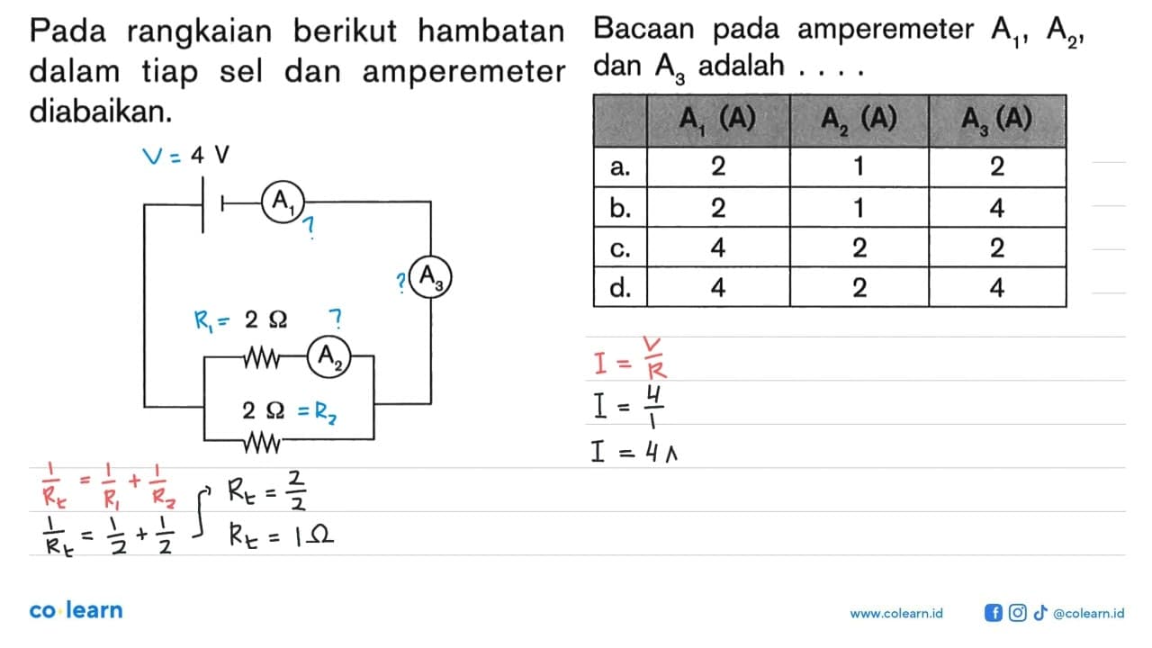 Pada rangkaian berikut hambatan dalam tiap sel dan