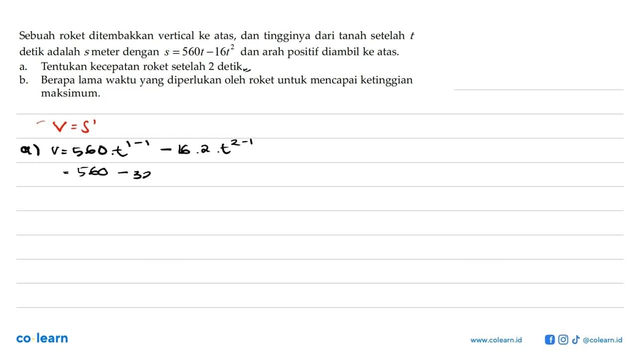 Sebuah roket ditembakkan vertical ke atas, dan tingginya