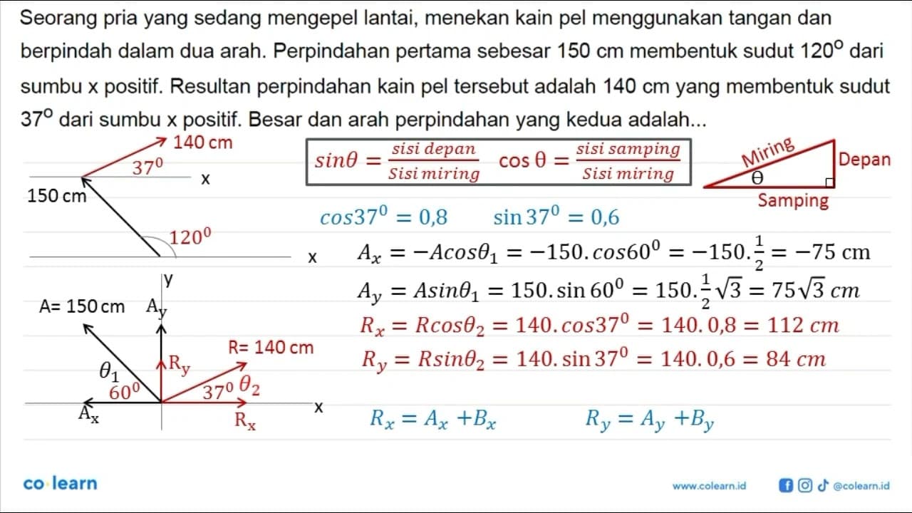 Seorang pria yang sedang mengepel lantai, menekan kain pel