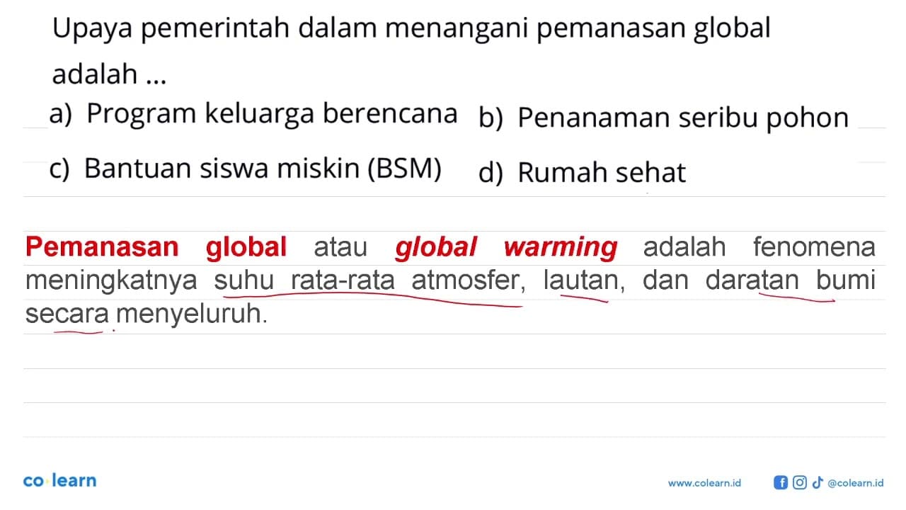 Upaya pemerintah dalam menangani pemanasan global adalah