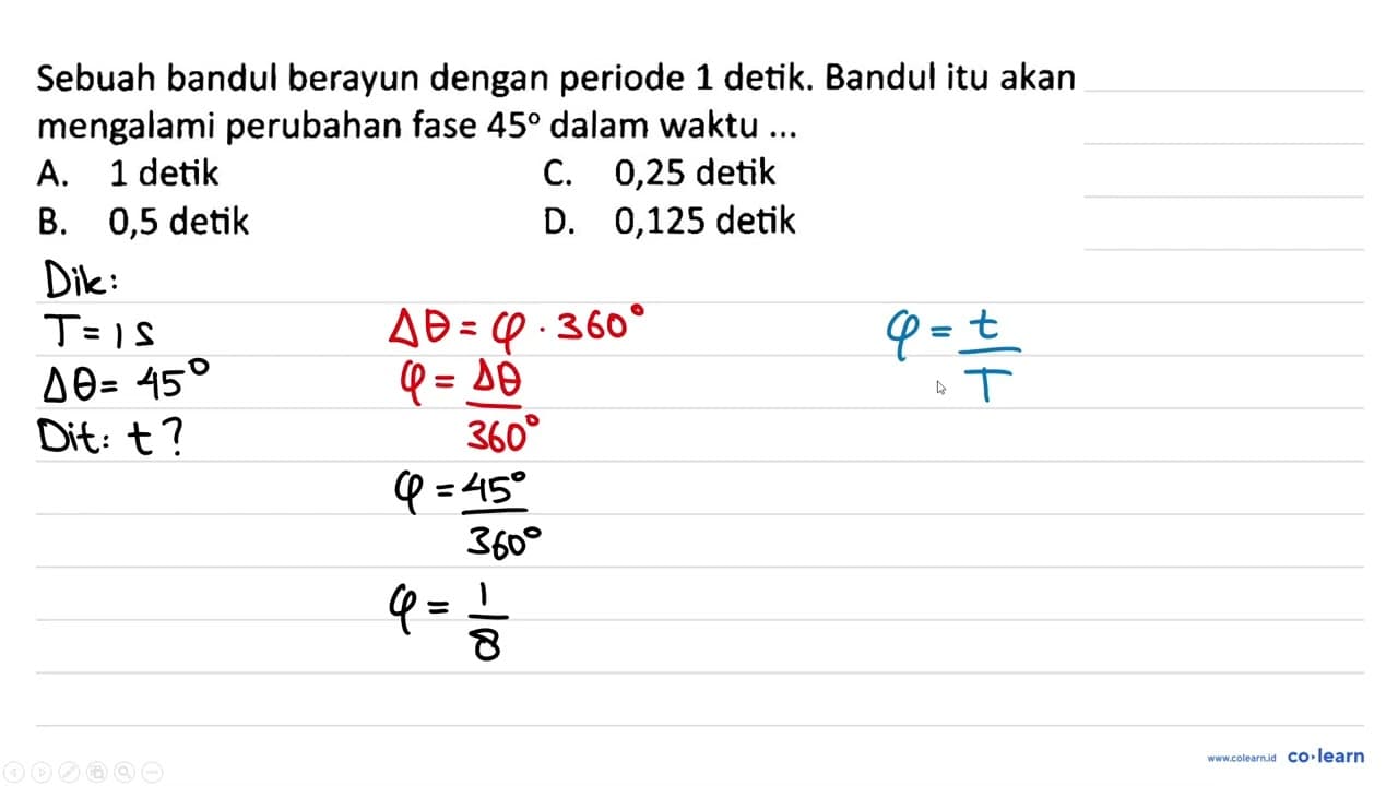 Sebuah bandul berayun dengan periode 1 detik. Bandul itu