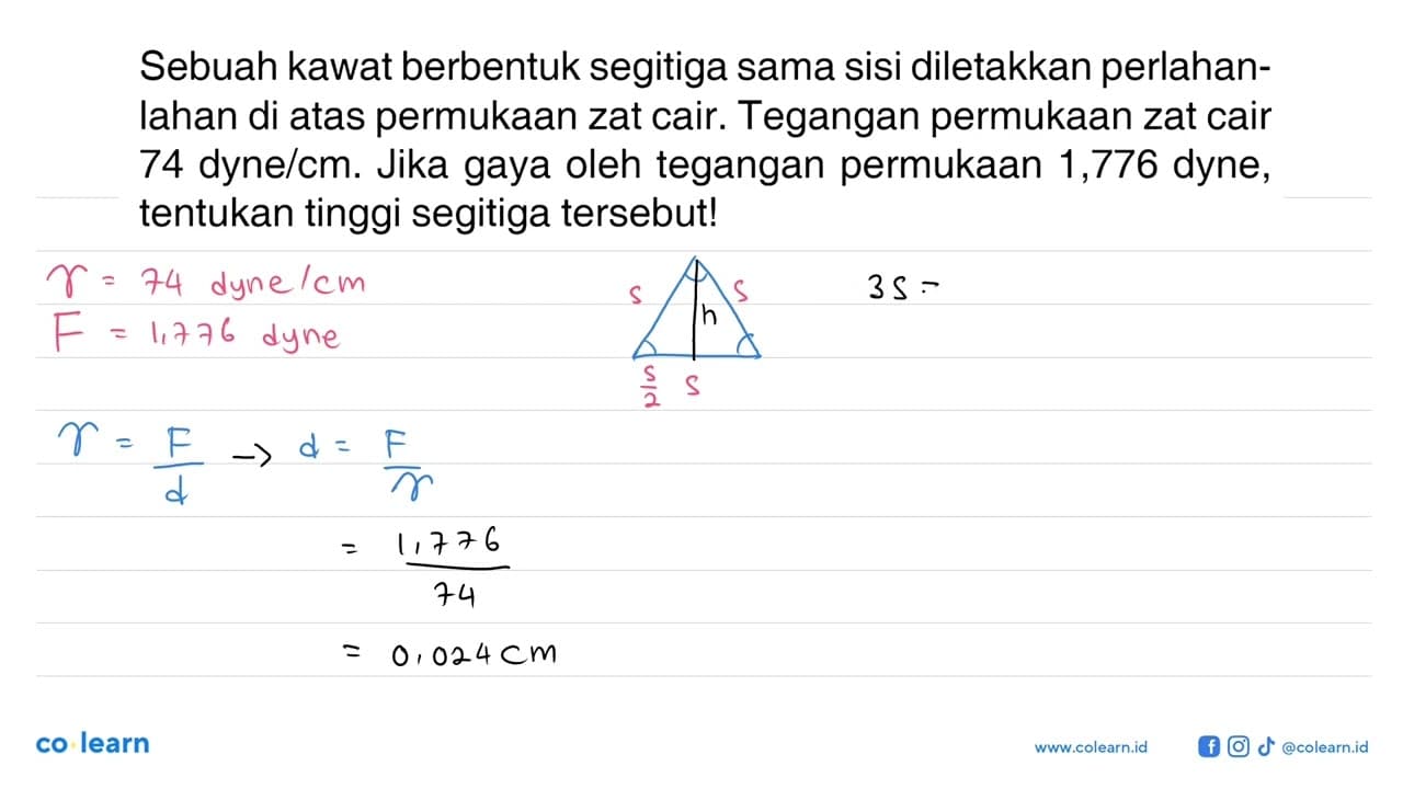 Sebuah kawat berbentuk segitiga sama sisi diletakkan