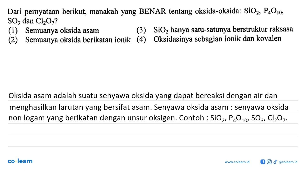 Dari pernyataan berikut, manakah yang BENAR tentang