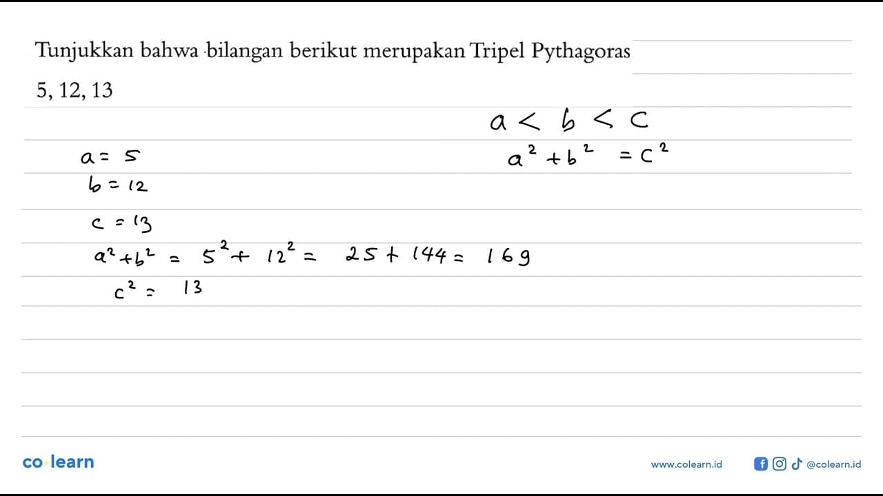 Tunjukkan bahwa bilangan berikut merupakan Tripel