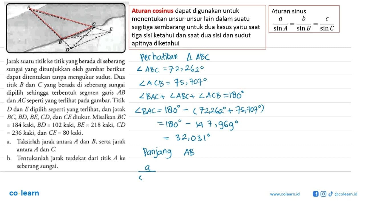 A B C D E Jarak suatu titik ke titik yang berada di