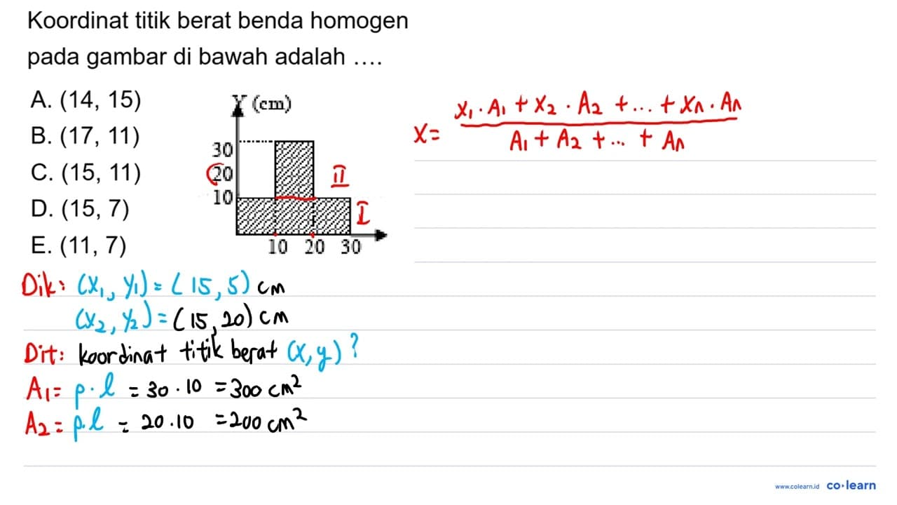 Koordinat titik berat benda homogen pada gambar di bawah