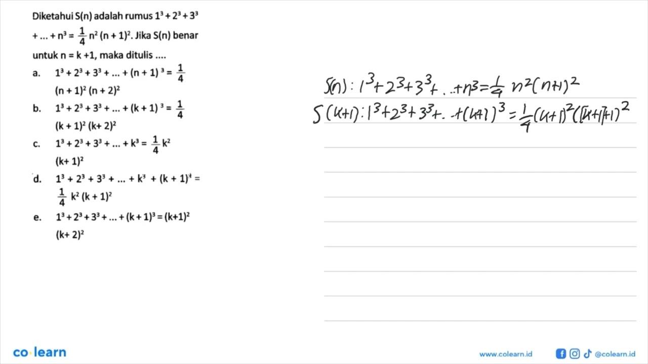 Diketahui S(n) adalah rumus