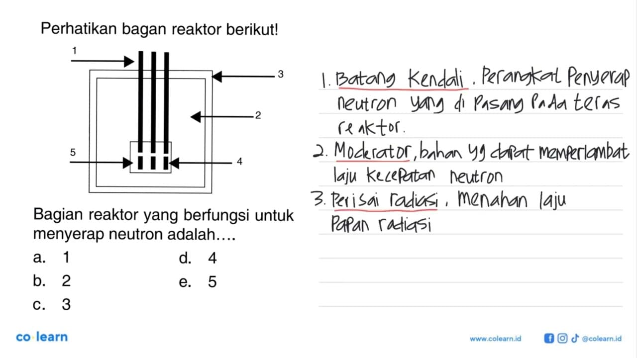 Perhatikan bagan reaktor berikut! 1 3 2 5 4 Bagian reaktor