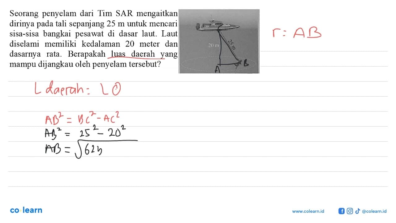 Seorang penyelam dari Tim SAR mengaitkan dirinya pada tali