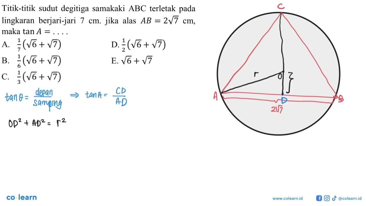 Titik-titik sudut degitiga samakaki ABC terletak pada