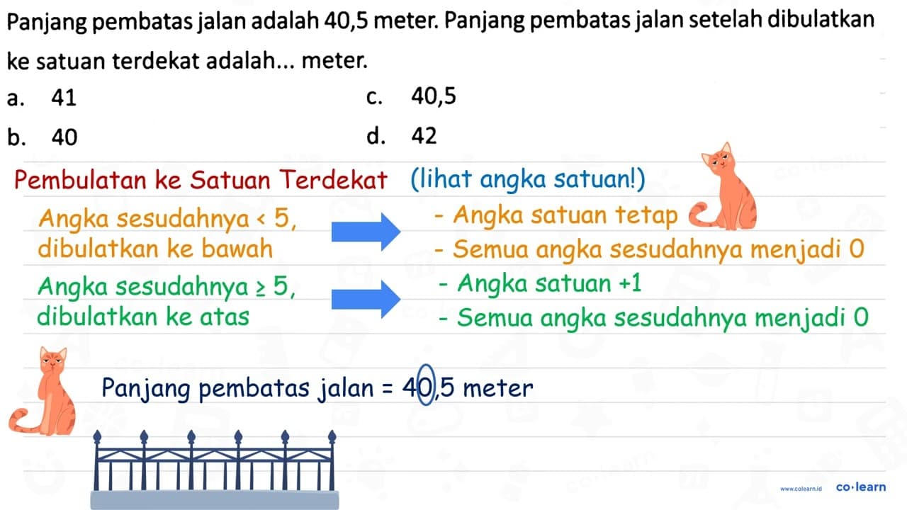 Panjang pembatas jalan adalah 40,5 meter. Panjang pembatas