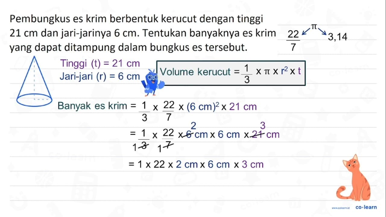 Pembungkus es krim berbentuk kerucut dengan tinggi 21 cm