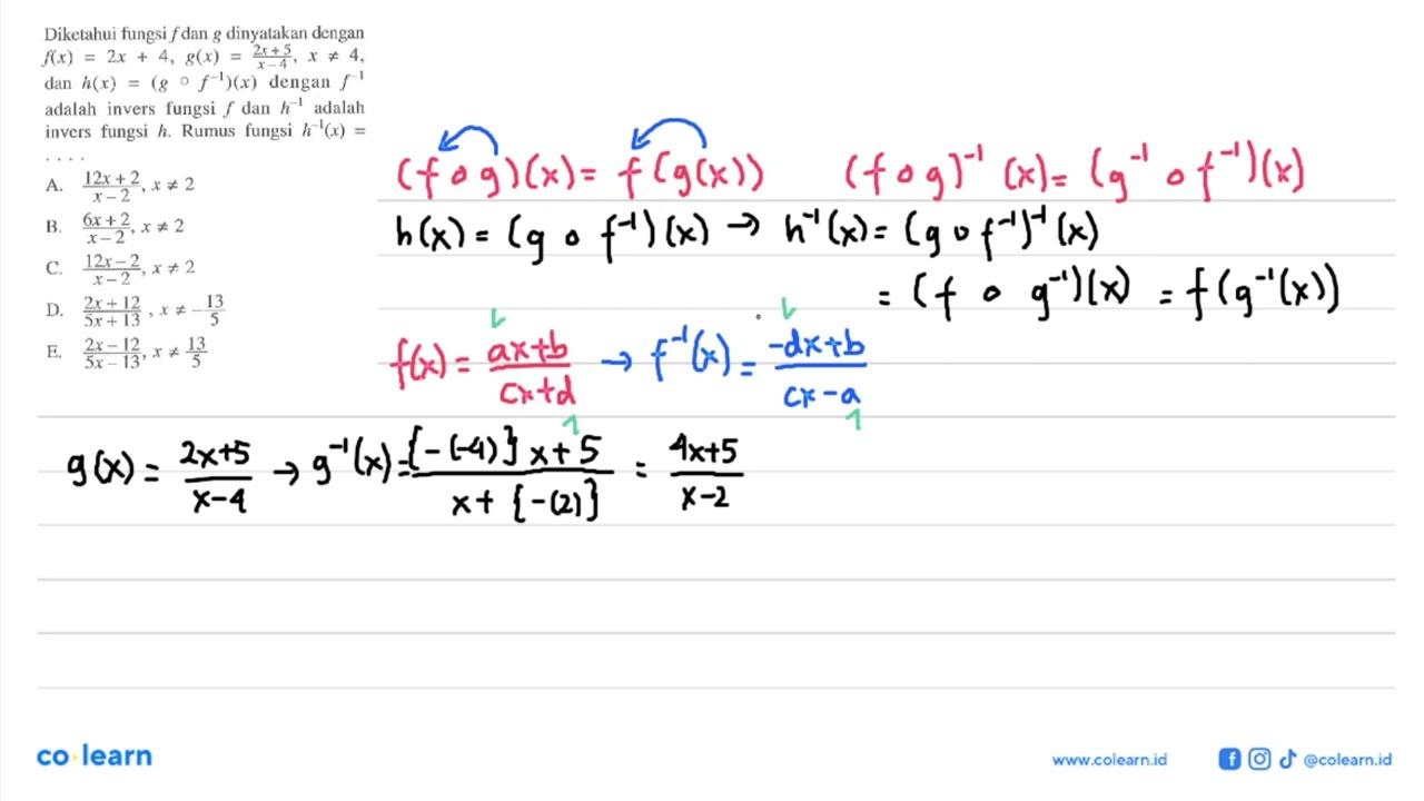 Diketahui fungsi f dan g dinyatakan dengan f(x)=2x+4,