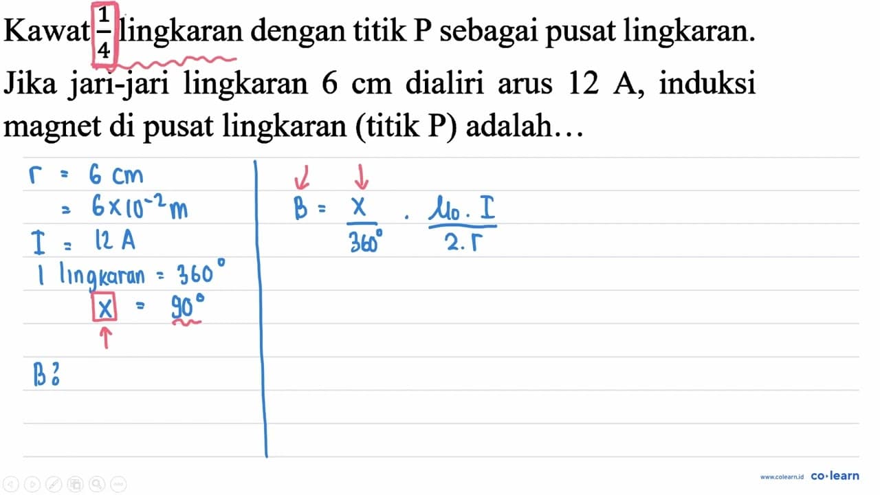 Kawat (1)/(4) lingkaran dengan titik P sebagai pusat