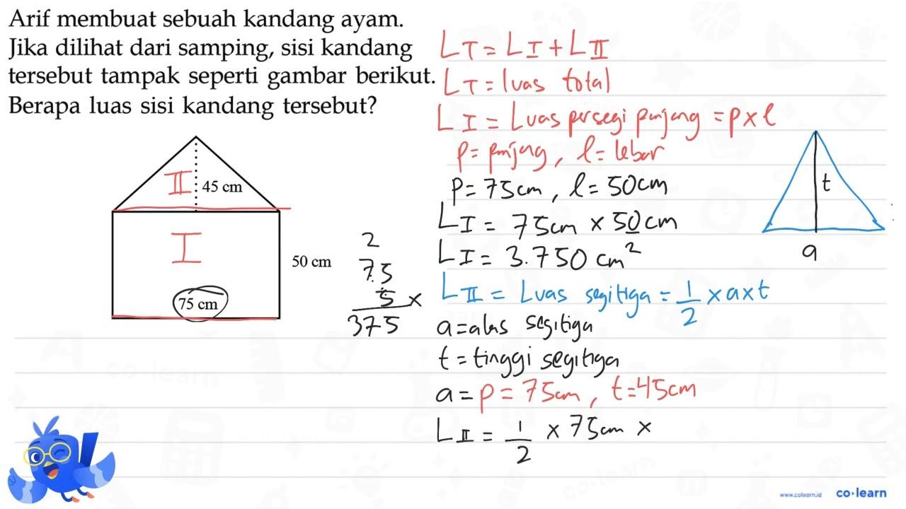 Arif membuat sebuah kandang ayam. Jika dilihat dari