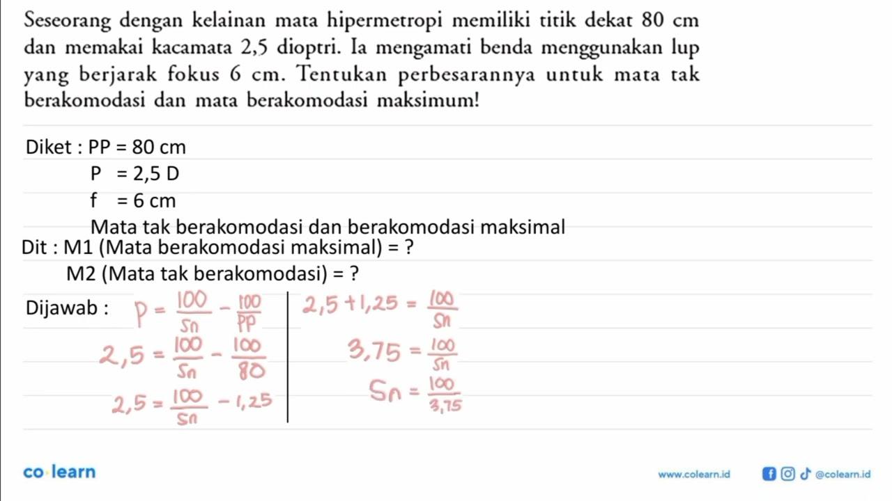 Seseorang dengan kelainan mata hipermetropi memiliki titik