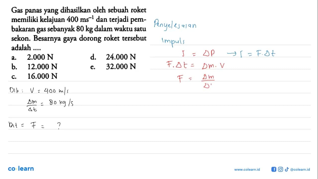 Gas panas yang dihasilkan oleh sebuah roket memiliki