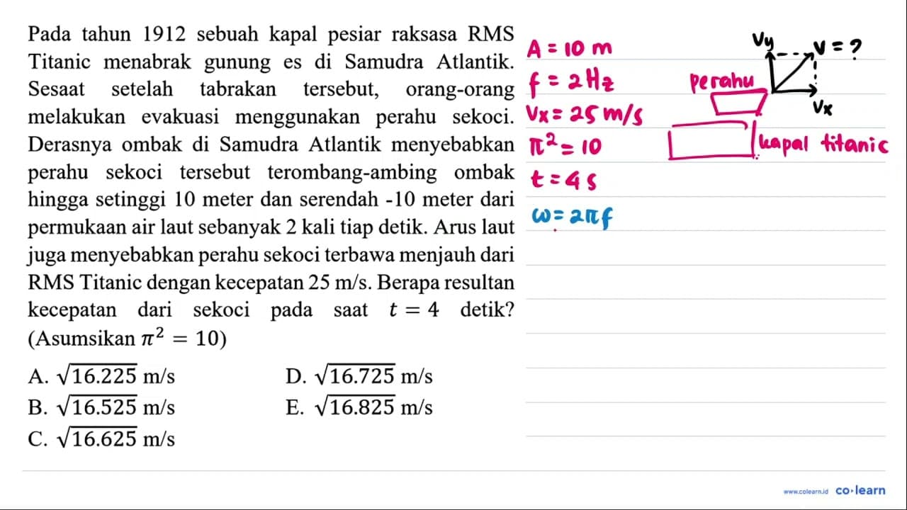 Pada tahun 1912 sebuah kapal pesiar raksasa RMS Titanic