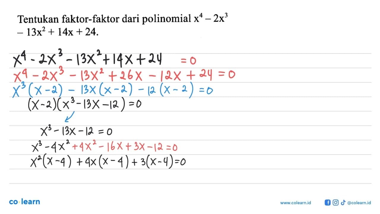 Tentukan faktor-faktor dari polinomial